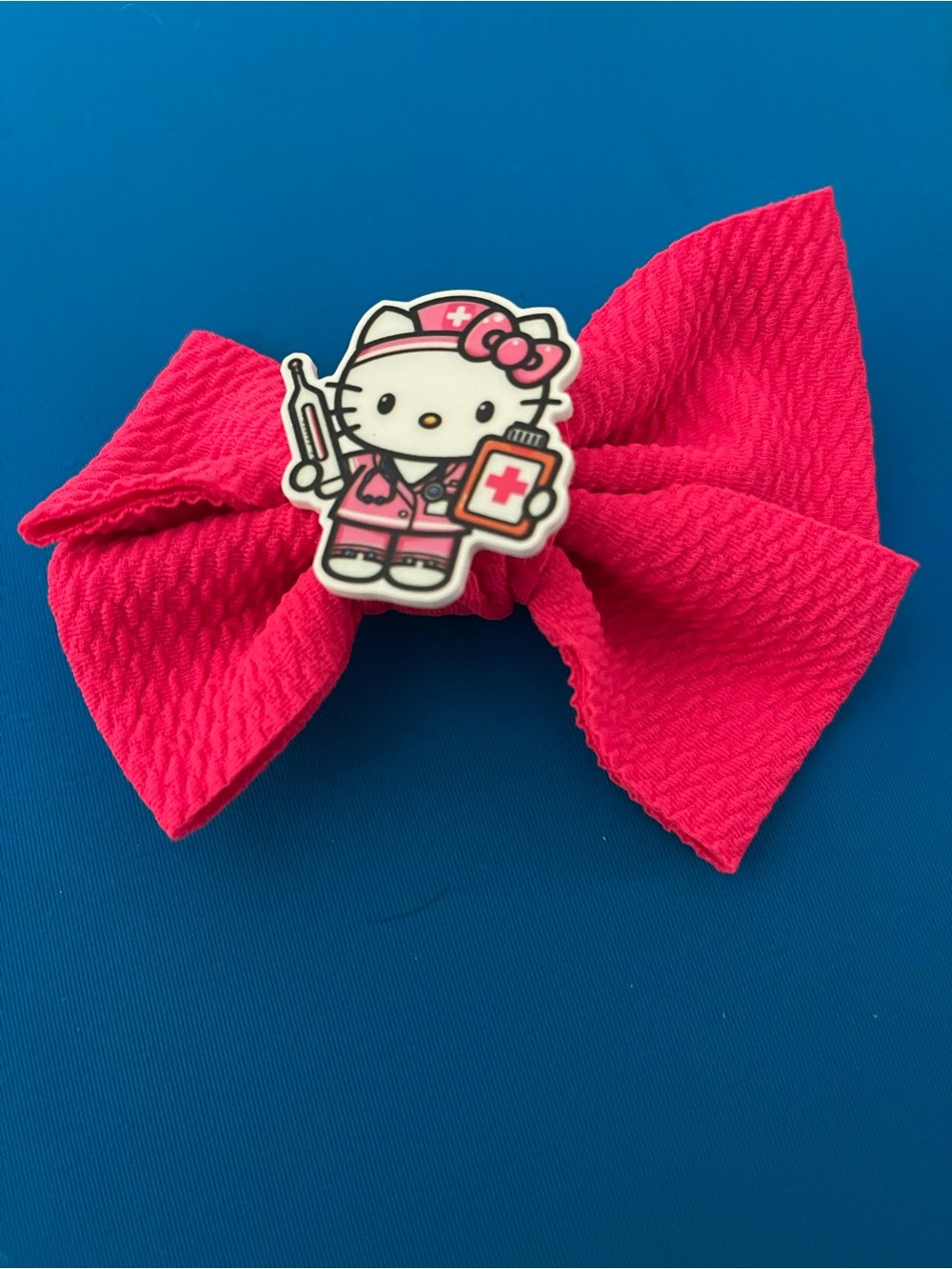 Hello Kitty Nurse Hot Pink Bow Hair Clip